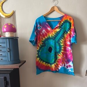 Tie-Dye V-Neck Women Top